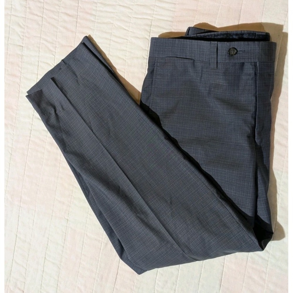 Ted Baker Dress Pants Mens 35x29 Stretch Slim Wool Check Jefferson Flat Front